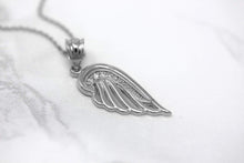 Load image into Gallery viewer, CaliRoseJewelry Sterling Silver Silver Feather Dainty Angel Wing Cubic Zirconia Pendant Necklace