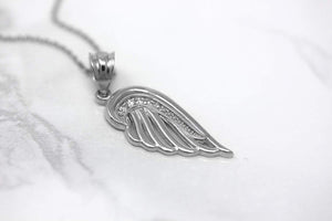 CaliRoseJewelry Sterling Silver Silver Feather Dainty Angel Wing Cubic Zirconia Pendant Necklace