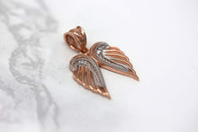 Load image into Gallery viewer, CaliRoseJewelry 14k Gold Feather Dainty Angel Double Wing Diamond Pendant