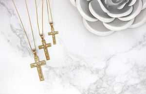 10k Yellow Gold INRI Crucifix Cross Catholic Jesus Pendant Necklace