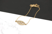 Load image into Gallery viewer, CaliRoseJewelry 14k Gold Sideways Evil Eye Diamond Bracelet