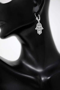 14k Gold Hamsa Hand of Protection Diamond Earrings