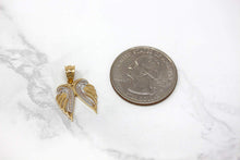 Load image into Gallery viewer, CaliRoseJewelry 10k Gold Feather Dainty Angel Double Wing Diamond Pendant
