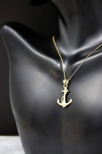 CaliRoseJewelry 14k Anchor Nautical Rope Sailor Navy Charm Pendant Necklace
