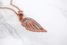 Load image into Gallery viewer, CaliRoseJewelry 14k Gold Feather Dainty Angel Wing Cubic Zirconia Pendant Necklace