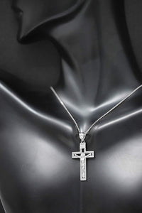 14k Gold INRI Crucifix Cross Catholic Jesus Pendant Necklace 1.36"