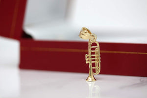 CaliRoseJewelry 10k Gold Trumpet Horn Charm Pendant