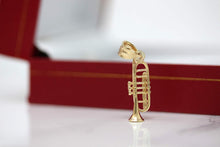 Load image into Gallery viewer, CaliRoseJewelry 14k Gold Trumpet Horn Charm Pendant Necklace