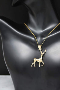 CaliRoseJewelry 14k Gold Christmas Santa Reindeer Deer Antlers Charm Pendant Necklace