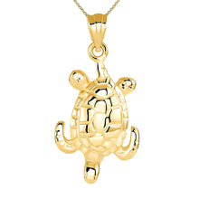 Load image into Gallery viewer, CaliRoseJewelry 10k Gold Lucky Honu Sea Turtle Tortoise Longevity Charm Pendant Necklace