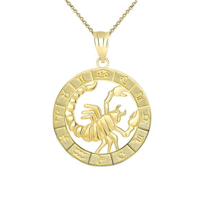 CaliRoseJewelry 10k Yellow Gold Zodiac Pendant Necklace
