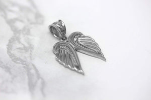 CaliRoseJewelry Sterling Silver Feather Dainty Angel Double Wing Cubic Zirconia Pendant