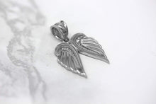Load image into Gallery viewer, CaliRoseJewelry 10k Gold Feather Dainty Angel Double Wing Diamond Pendant