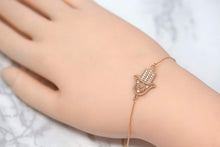 Load image into Gallery viewer, CaliRoseJewelry 14k Gold Hamsa Hand Heart Diamond Link Bracelet