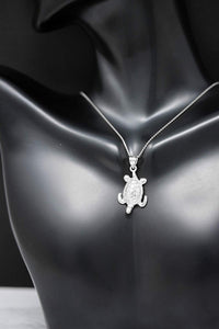 CaliRoseJewelry Sterling Silver Lucky Honu Sea Turtle Tortoise Longevity Charm Pendant Necklace