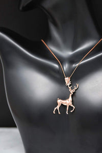 CaliRoseJewelry 14k Gold Christmas Santa Reindeer Deer Antlers Charm Pendant Necklace