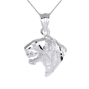 CaliRoseJewelry Sterling Silver Tiger Head Charm Pendant Necklace