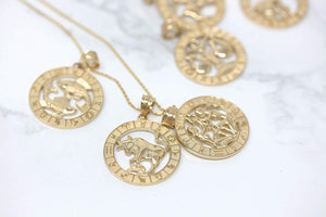 CaliRoseJewelry 14k Yellow Gold Zodiac Pendant Necklace