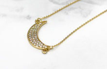 Load image into Gallery viewer, CaliRoseJewelry 14k Gold Sideways Crescent Moon Diamond Bracelet