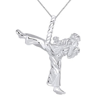 Load image into Gallery viewer, CaliRoseJewelry Sterling Silver Karate Student Karate Master Martial Arts Charm Pendant Necklace