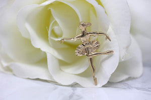 CaliRoseJewelry 14K Gold Ballerina Dancer Ballet Girl Woman Charm Pendant Necklace