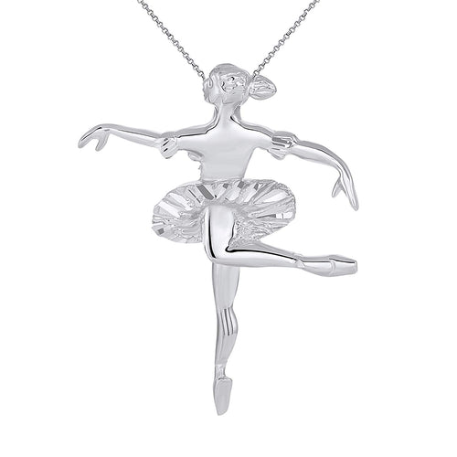CaliRoseJewelry 14K Gold Ballerina Dancer Ballet Girl Woman Charm Pendant Necklace