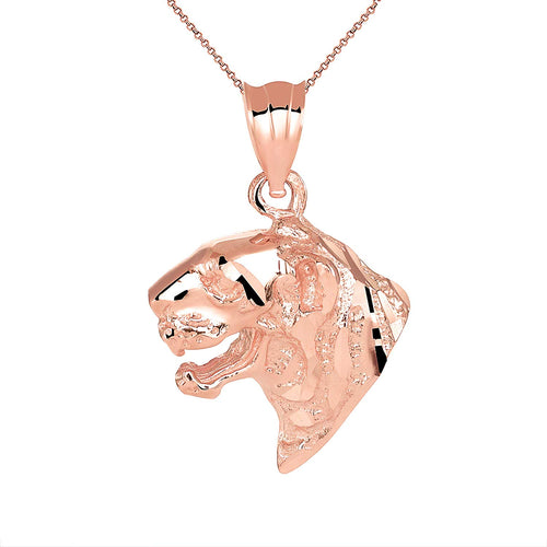 CaliRoseJewelry 10k Gold Tiger Head Charm Pendant Necklace