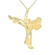 Load image into Gallery viewer, 10k Gold Karate Student Karate Master Martial Arts Charm Pendant Necklace