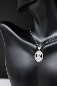 CaliRoseJewelry Sterling Silver Sacred Heart Jesus Have Mercy on Us Oval Pendant Necklace