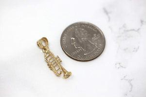 CaliRoseJewelry 14k Gold Trumpet Horn Charm Pendant Necklace