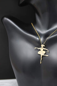 CaliRoseJewelry 10k Gold Ballerina Dancer Ballet Girl Woman Charm Pendant Necklace