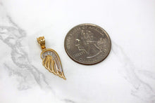 Load image into Gallery viewer, CaliRoseJewelry 14k Gold Feather Dainty Angel Wing Cubic Zirconia Pendant