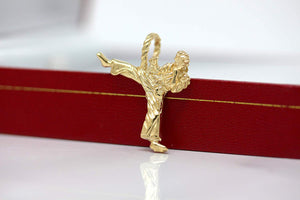14k Gold Karate Student Karate Master Martial Arts Charm Pendant Necklace