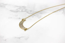 Load image into Gallery viewer, CaliRoseJewelry 14k Gold Sideways Crescent Moon Cubic Zirconia Pendant Necklace