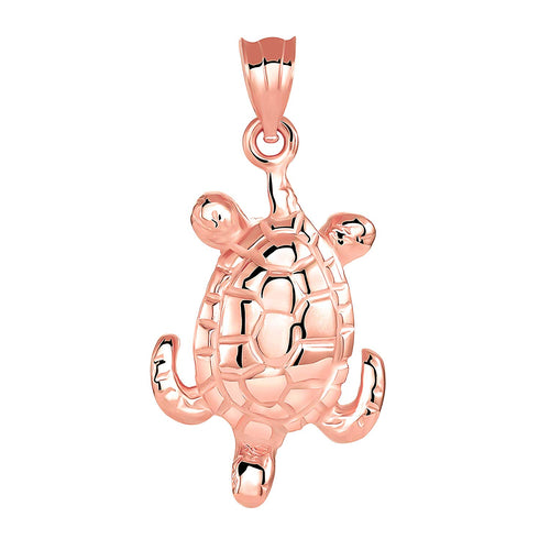 CaliRoseJewelry 10k Gold Lucky Honu Sea Turtle Tortoise Longevity Charm Pendant