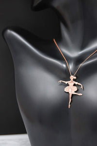 CaliRoseJewelry 14K Gold Ballerina Dancer Ballet Girl Woman Charm Pendant Necklace