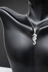CaliRoseJewelry Sterling Silver Filigree Seahorse Charm Pendant Necklace