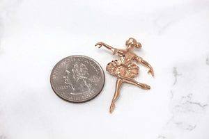CaliRoseJewelry 10k Gold Ballerina Dancer Ballet Girl Woman Charm Pendant Necklace