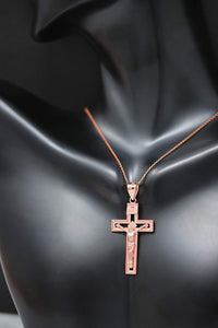 14k Gold INRI Crucifix Cross Catholic Jesus Pendant Necklace 1.65"