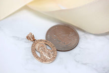 Load image into Gallery viewer, CaliRoseJewelry 14k Sacred Heart Jesus Have Mercy on Us Oval Pendant Necklace
