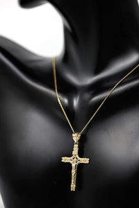 CaliRoseJewelry 14k Gold INRI Crucifix Jesus on the Cross Pendant Necklace