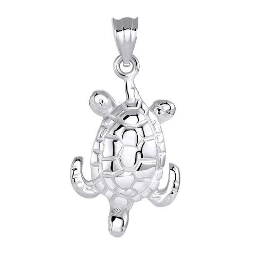 CaliRoseJewelry Sterling Silver Sea Turtle Tortoise Longevity Charm Pendant