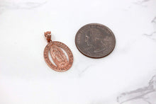 Load image into Gallery viewer, CaliRoseJewelry 10k Gold Our Lady of Guadalupe Pray for Us Oval Charm Pendant Necklace