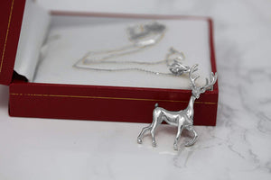 CaliRoseJewelry Sterling Silver Christmas Santa Reindeer Deer Antlers Charm Pendant Necklace