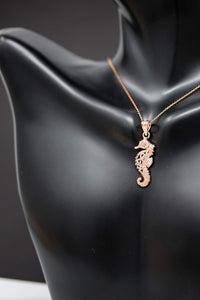 CaliRoseJewelry 14k Filigree Seahorse Charm Pendant Necklace