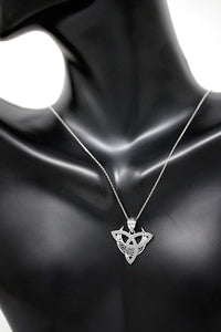 CaliRoseJewelry Sterling Silver Crescent Moon Celtic Triquetra Trinity Knot Pendant Necklace