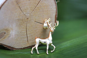 CaliRoseJewelry 14k Gold Christmas Santa Reindeer Deer Antlers Charm Pendant