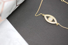 Load image into Gallery viewer, CaliRoseJewelry 14k Gold Sideways Evil Eye Diamond Pendant Necklace