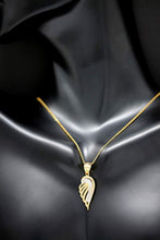 Load image into Gallery viewer, CaliRoseJewelry 10k Gold Feather Dainty Angel Wing Cubic Zirconia Pendant Necklace