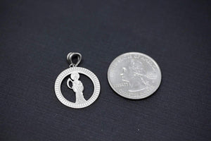 CaliRoseJewelry Sterling Silver Santa Muerte Round Charm Pendant Necklace